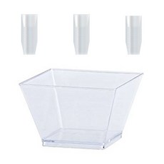 Ssukssak 塑料可重複使用方形甜點杯, 20件, 3個