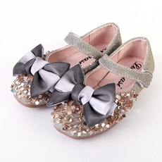 Rulushu女童款寶石碎鑽皮鞋