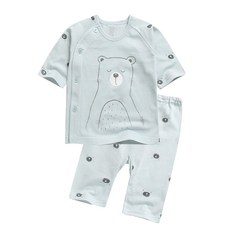 GREENBEBE 兒童小熊七分提花內衣上下套裝