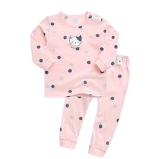 GREEN BEBE 孩童圓點貓咪印花長袖套裝