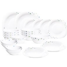 보르미올리 바칠레 강화유리 유로피안 카모마일 4인 식기 세트 20p, 화이트, 식기 6종, 1세트