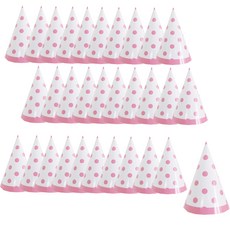 PARTYSHOW 線條圓點派對尖帽, 粉紅色, 30個