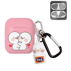 Ompangi Joy 鑰匙圈彩色果凍AirPods保護殼 + 防鐵粉貼紙, 單一商品, 雙子