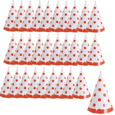 PARTYSHOW 線條圓點派對尖帽, 橘色, 30個