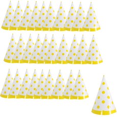 PARTYSHOW 線條圓點派對尖帽, 黃色, 30個