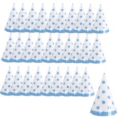 PARTYSHOW 線條圓點派對尖帽, 天藍色, 30個