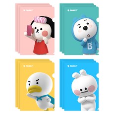 B FaMILY 文件夾文件 4 件套 24-1158, 粉色、薄荷色、黃色、藍色, 3套