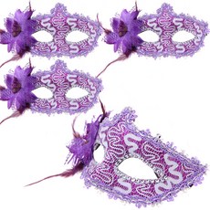 LivingDA 威尼斯花朵半臉面具 4入, 紫色