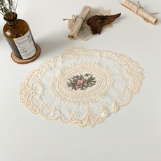 kategarden 花刺繡復古餐墊, 象牙白, 42*31cm