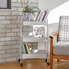 CASAMARU 奧芙免螺絲推車, 灰色, 3層