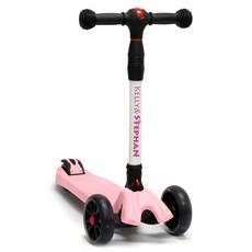 켈리앤스테판 접이식 광폭 LED 스마트 어린이 킥보드 베이직, 핑크, 1개