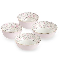 로얄알버트 뉴황실장미 한식기 세트, 로즈컨테티, 밥공기 2p + 국공기 2p, 1세트