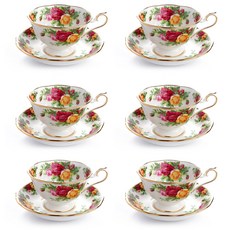 로얄알버트 황실장미 커피잔 세트 avon, 혼합색상, 6세트