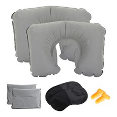 Next One旅行用空氣頸枕 2個+眼罩 2個+耳塞 2個+收納袋 2個, 灰色