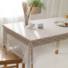 BYJIMI 花卉蕾絲桌布, 白色, 2人(110 x 115cm)