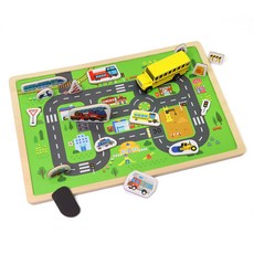 木質交通工具交通運輸磁鐵拼圖, 1個, 43件