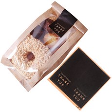 indi.k 牛皮紙開窗袋 2號 52入 + 現代黑色感謝長方形貼紙 52入, 混合顏色, 1套