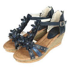 Shoedy 女士胸花涼鞋, 海軍藍, 225