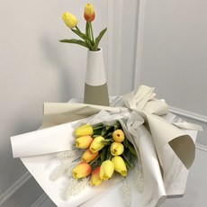 EPLYN 人造花薰衣草鬱金香花束, 黃色 橘色, 1把