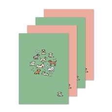 Mellow 小狗無線筆記本 4款, 混合顏色, 1套