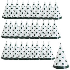 PARTYSHOW 線條圓點派對尖頂帽, 綠色, 30個