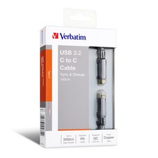 Verbatim 威寶 金屬 USB 3.2 Type-C to C USB PD 傳輸線, 混合色, 1個, 100cm