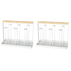 mono flat 廚房杯架架, 白+木, 2個