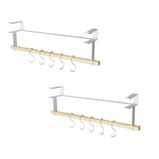 mono flat 廚房炊具掛架, 白+木, 2個