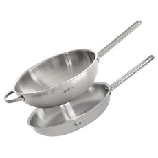 HANIL STAINLESS STEEL Splite電磁爐適用單柄5層不鏽鋼鍋具組 B款 2件組, 單色, 平底鍋28cm+炒鍋28cm