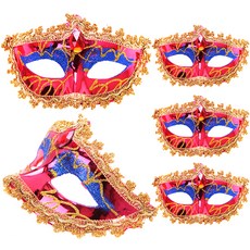 LivingDA 威尼斯風化妝舞會面具, 紅色, 5個