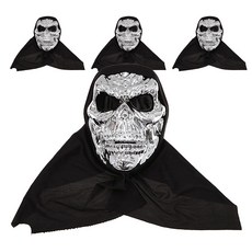 亮面骷髏連帽面具, 銀, 4個