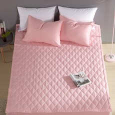 BODRE 素色床罩+床墊+枕頭套, 粉紅色
