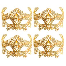LivingDA 威尼斯女士面具 4入, 金色, 4個