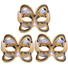 LivingDA 威尼斯古典面具3入, 黑色, 3個