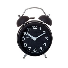 迷你圓形現代鬧鐘, 啞光黑, 1個