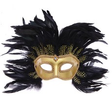 LivingDA Apache 奢華羽毛派對面具, 混色, 1個