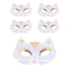 Party09 派對用貓咪面具 5入, 白色