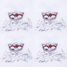 LivingDA 威尼斯面紗半臉面具 4入, 銀色, 4個