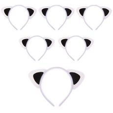 리빙다 고양이 머리띠, 화이트 + 블랙, 6개