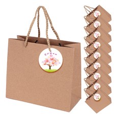 牛皮紙購物袋 中型 10p + 愛心樹吊牌 10p, 混色