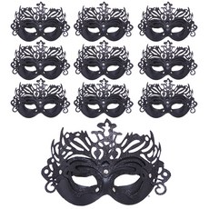 리빙다 여우 반짝이가면 10p, 블랙, 10개