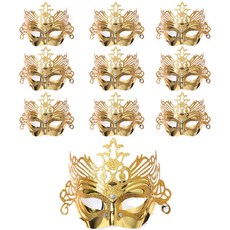 LivingDA 化裝舞會閃亮狐狸面具, 金色, 10個