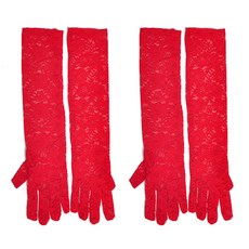 PARTYSHOW 派對網紗長手套, 紅色, 2個