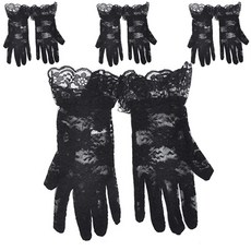 PARTYSHOW 派對禮服網紗手腕手套, 黑色, 4個