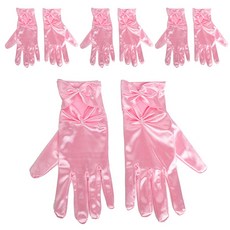 PARTYSHOW 派對禮服緞面手腕手套, 粉紅色, 4個