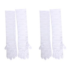 PARTYSHOW 派對網紗長手套, 白色, 2個