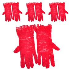 PARTYSHOW 派對禮服網紗手腕手套, 紅色, 4個