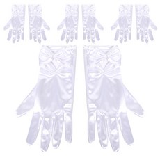 PARTYSHOW 派對禮服緞面手腕手套, 白色, 4個