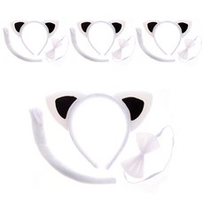 Party09 貓咪髮箍派對用品3件組, 白色, 4個