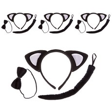 Party09 貓咪髮箍派對用品3件組, 黑色, 4個